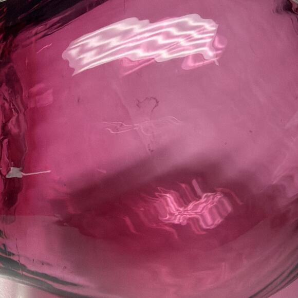 Vintage Pilgrim Art Glass Cranberry Optic Swirl Vase Ruffle Top Clear Filigree - Picture 8 of 12